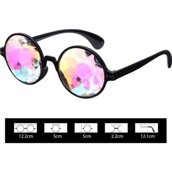 3 Pieces Festival Kaleidoscope Rave Glasses Goggles Kaleidoscope Diffraction - Picture 2 of 7